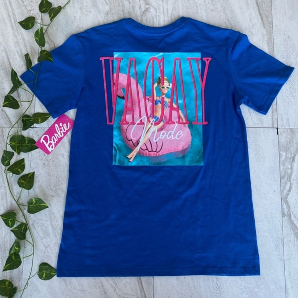 Barbie Shirt Short Sleeve Vacation Beach T-shirt Summer Top Doll Crew Neck NEW
